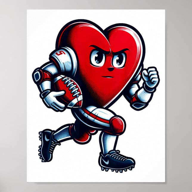 Póster Valentines Day Heart Football Player Team Srts  (Frente)