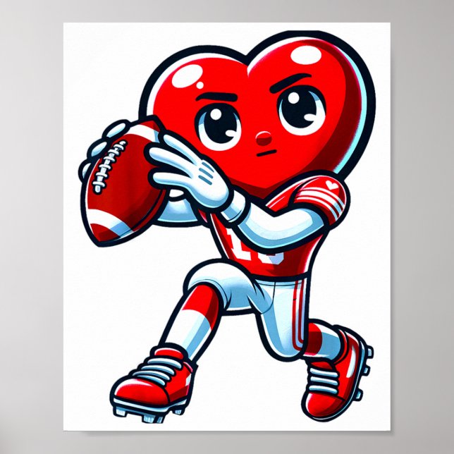 Póster Valentines Day Heart Quarterback Football Srts  (Frente)