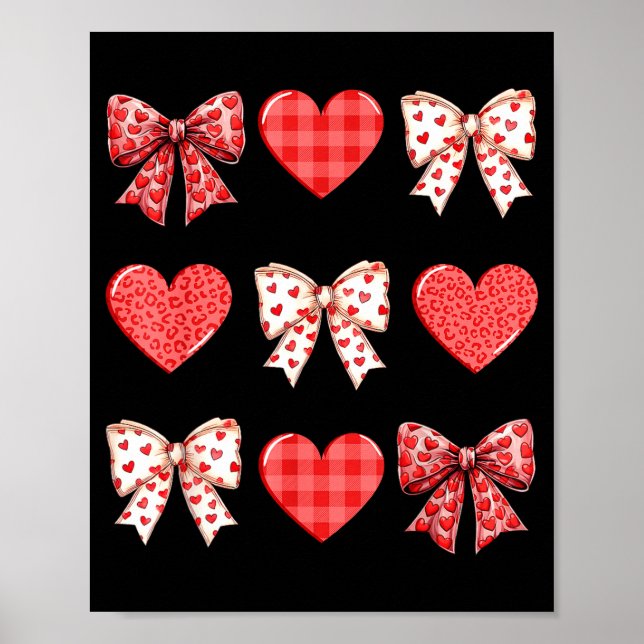 Póster Valentines Day Hearts Leopard Coquette Bow Women G (Frente)