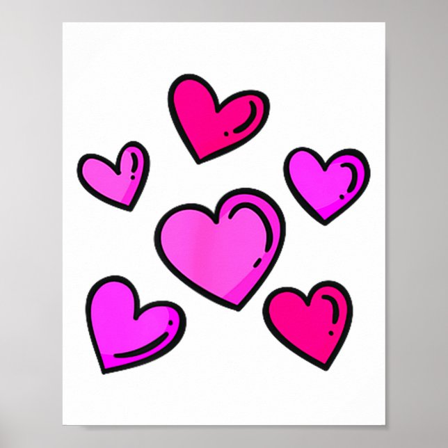 Póster Valentines Day Hearts Love Graphic  (Frente)