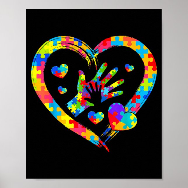 Póster Valentines Day Love Heart Autism Awareness Puzzle  (Frente)