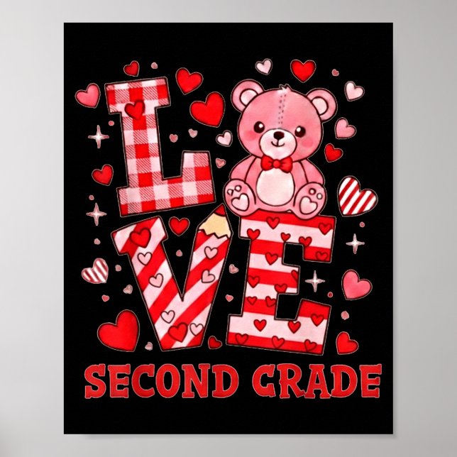 Póster Valentine's Day Love Second Grade Teacher  (Frente)
