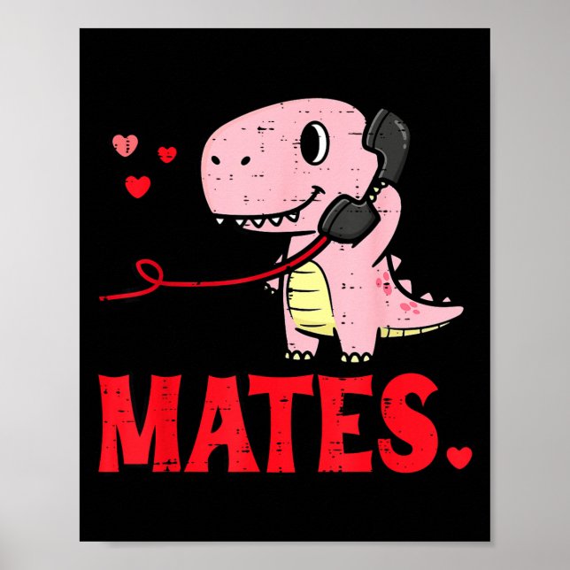 Póster Valentines Day Matching Soulmates Mates Dino Coupl (Frente)