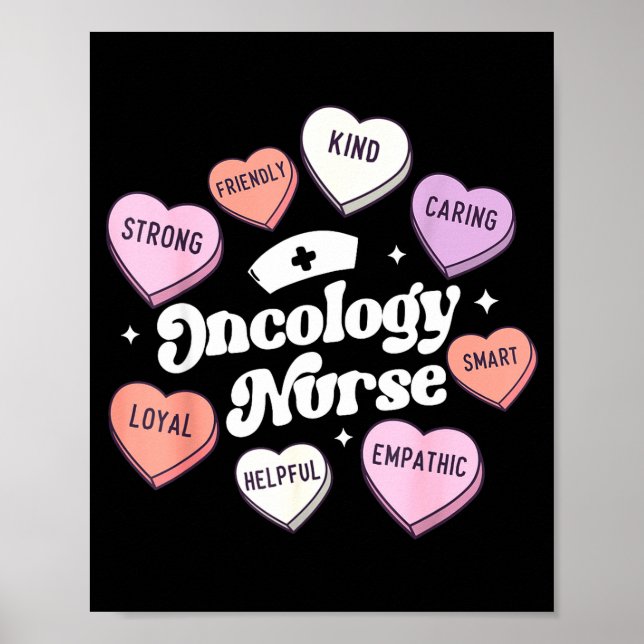 Póster Valentines Day Oncology Nurse Cancer Suprt Groovy  (Frente)