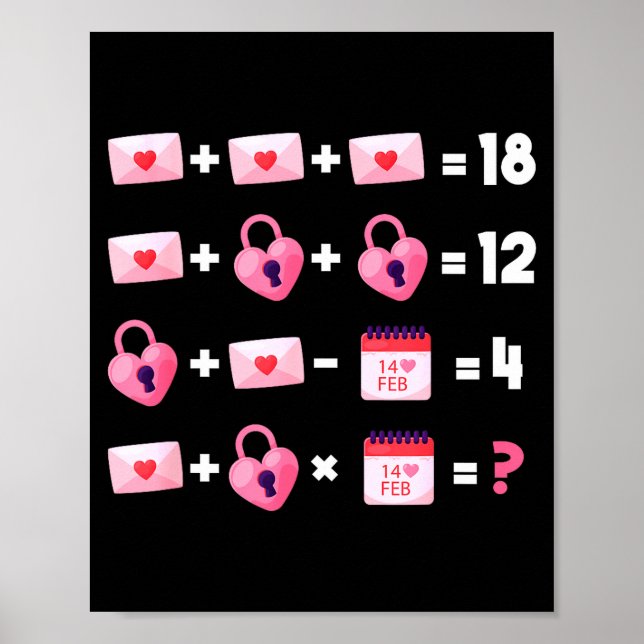 Póster Valentines Day Order Of Operations Valentines Math (Frente)