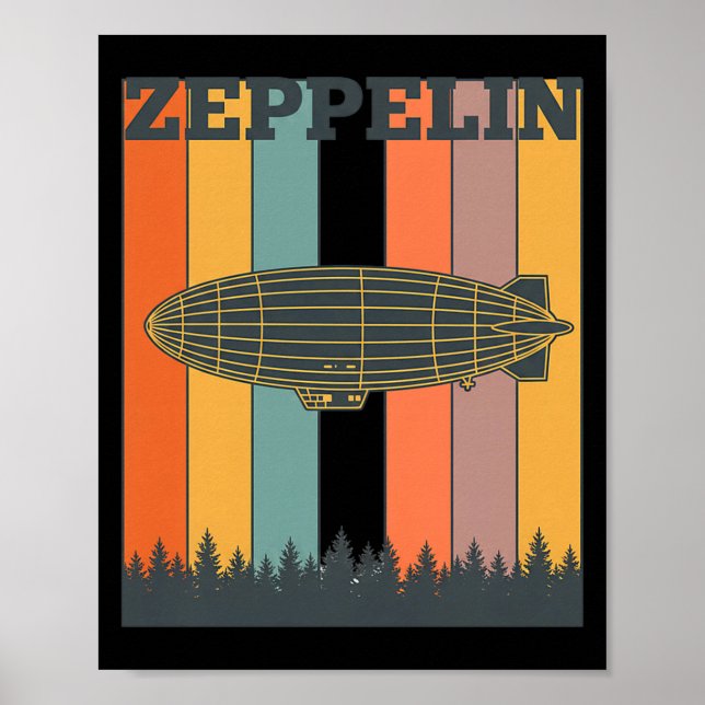 Póster Valentine's Day Retro Zeppelin Vintage Airship 70s (Frente)