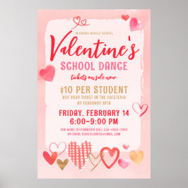 Póster Valentine's Day School Dance Invitation Poster