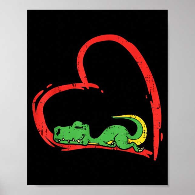 Póster Valentines Day Shirt Funny Heart Trex Sleeng Dinos (Frente)