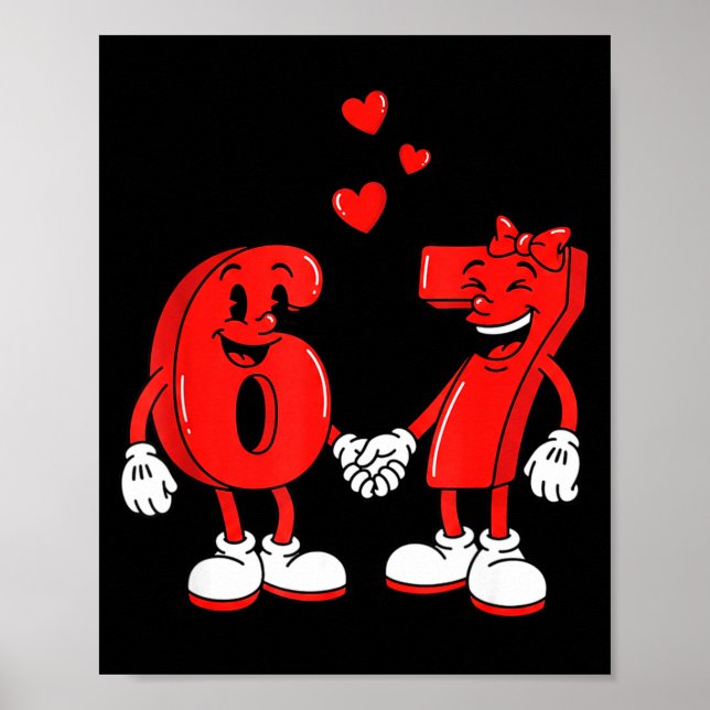 Póster Valentine's Day Six Seven Hearts 6 7 Meme Gen Alph (Frente)