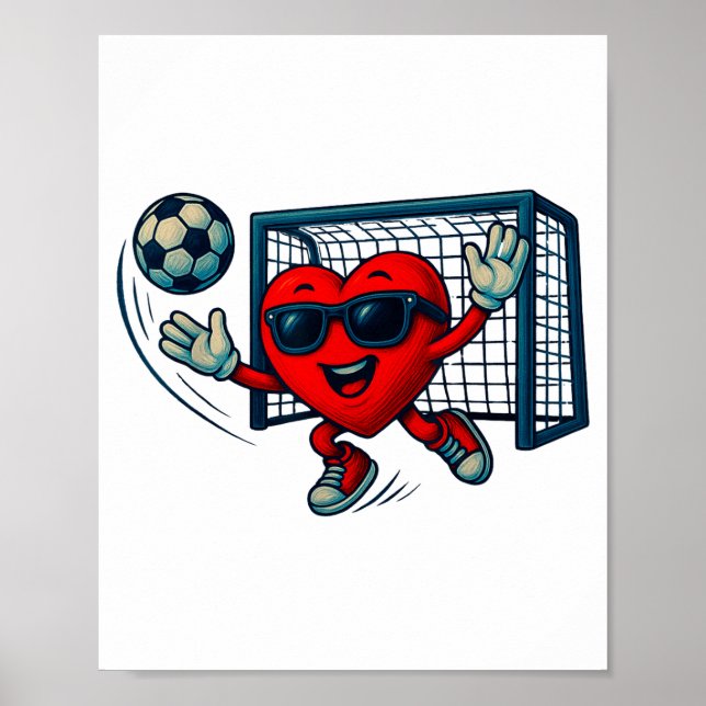 Póster Valentines Day Soccer Goalkeeper Funny Heart Boys  (Frente)