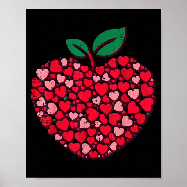 Póster Valentines Day Teacher Hearts Love Teach Women Men (Frente)