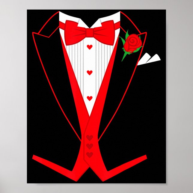 Póster Valentine's Day Tuxedo Red Bow Tie Costume For Guy (Frente)