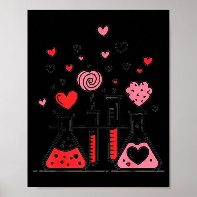 Póster Valentines Day Vibes Science Teacher 100 Days Of S (Frente)
