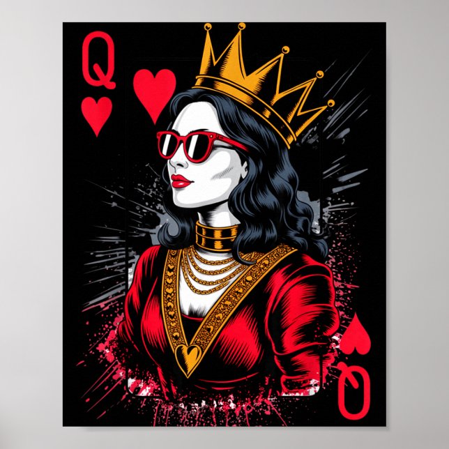 Póster Valentines Hearts Card Queen Trendy (Frente)