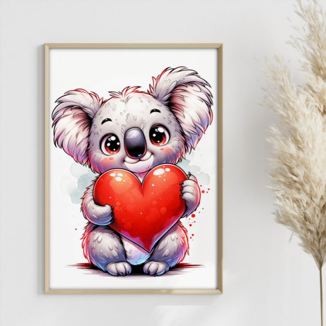 Póster Valentines Koala Cute Koala Personalizable del cor (Subido por el creador)
