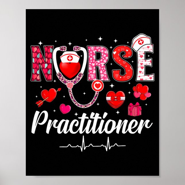 Póster Valentines Nurse Practitioner Scrubs Nurse Life St (Frente)