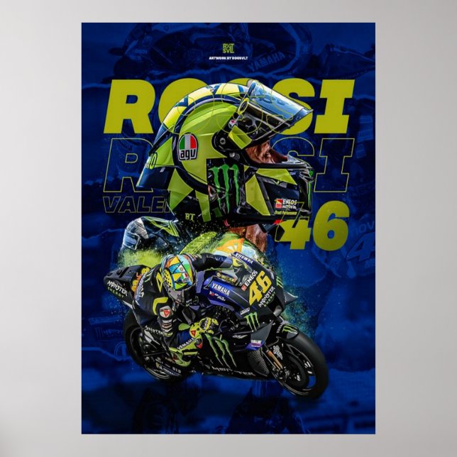 Póster valentino rossi, moto gp legend,    the doctor 46, (Frente)
