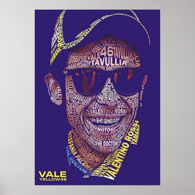 Póster valentino rossi, moto gp legend,    the doctor 46, (Frente)