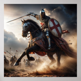 Póster Valiente batalla real de caballero medieval de ton