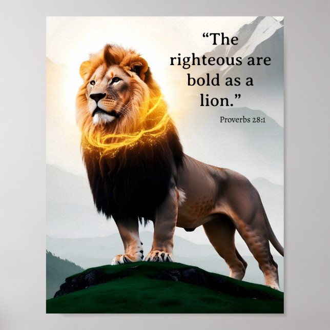 Póster Valiente como un león Proverbios 28:1 (Frente)