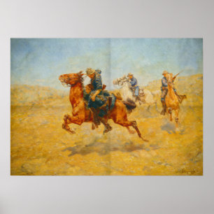 Póster Valiente hombre de caballería salvando a un compañ