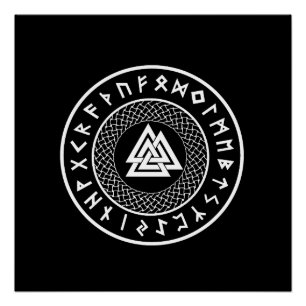 Póster Valknut - Wotans Knot - Odin Rune