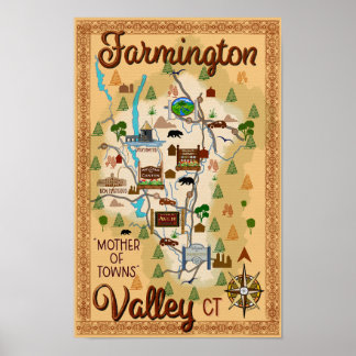 Póster Valle de Farmington, poster Connecticut 11x17