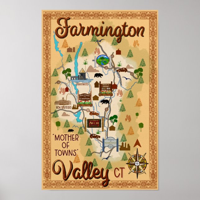 Póster Valle de Farmington, poster Connecticut 11x17 (Frente)