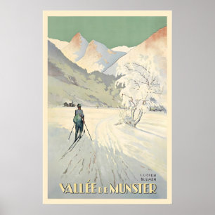 Póster Valle de Munster Vosgos Alsacia Francia Esquí Vint