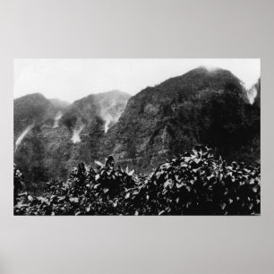 Póster Valle de Nuuanu, Hawaii - vista de la caída al