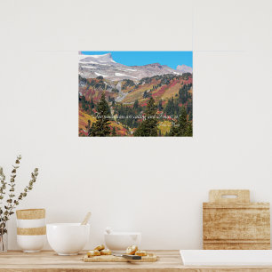 Póster Valle de paisaje de montaña pintada cita de John M