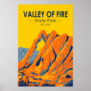 Póster Valle de Parque Estatal Fire Nevada Vintage