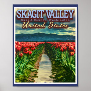 PÓSTER VALLE DE SKAGIT - CAMPOS DE TULIP - WASHINGTON DE