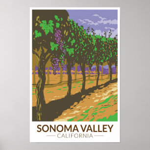 Póster Valle de Sonoma California Viñedo Viaje Vintage