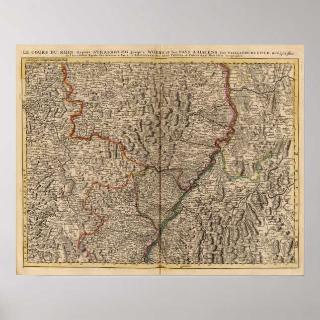 Póster Valle del Río Rin en Alemania y Francia (Frente)