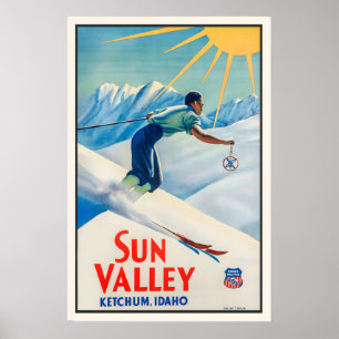 Póster Valle del Sol Ketchum Idaho EE. UU. América Esquí 