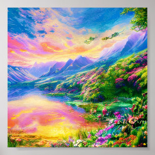 Póster Valle floral suave