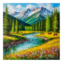 Valle montañoso escénico con arroyo