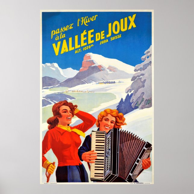 Póster Vallee De Joux Suiza Viaje Viejo Suizo (Frente)