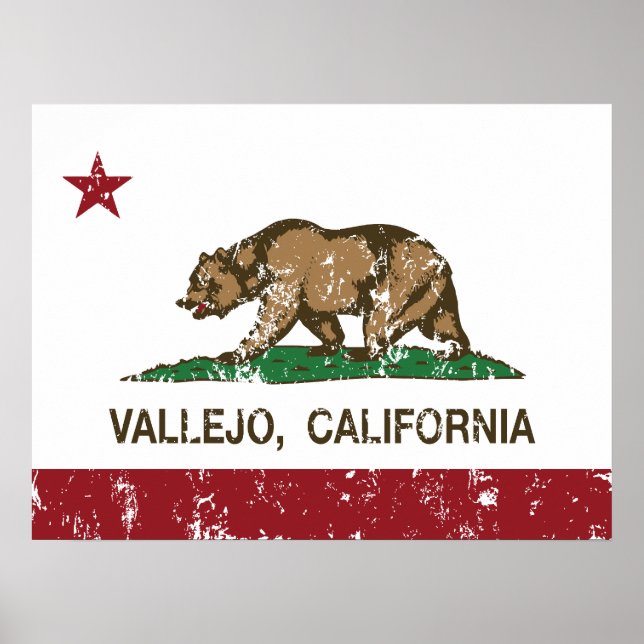 Póster Vallejo de bandera estatal de California (Frente)