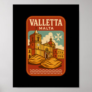 Póster Valletta Malta Recuerdo Comida Maltesa Y Viaje De