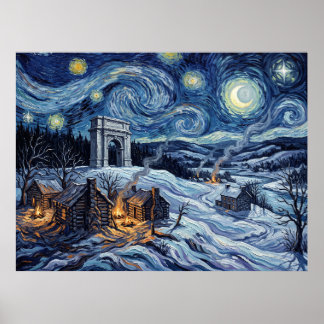 Póster Valley Forge Noche Estrellada Paisaje Histórico