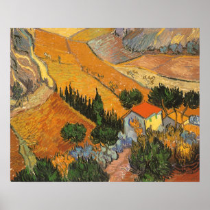 Póster Valley with Plowman by Vincent van Gogh
