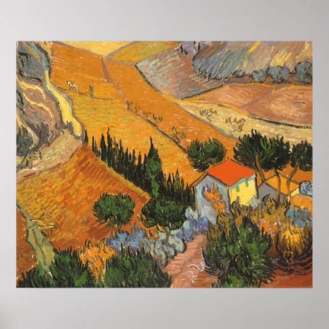 Póster Valley with Plowman by Vincent van Gogh (Frente)