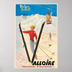 Póster Valloire Valmeinier Francia Montañas Vintage Alpes