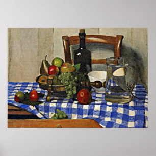 Póster Vallotton: Still Life with Blue Checker Tablecloth