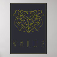 Valor de búho de origami amarillo poster autocuida