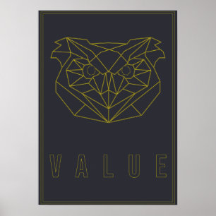 Póster Valor de búho de origami amarillo poster autocuida