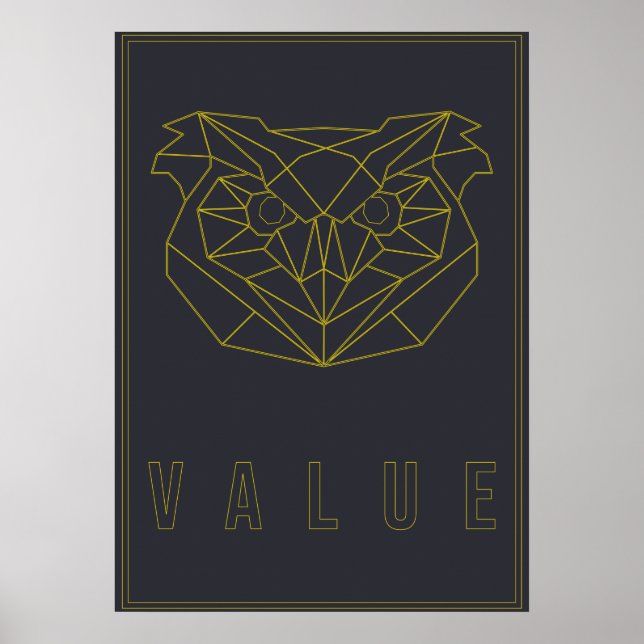 Póster Valor de búho de origami amarillo poster autocuida (Frente)
