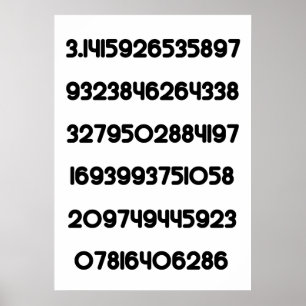 Póster Valor de Pi Pie 3.14159 π constante matemática